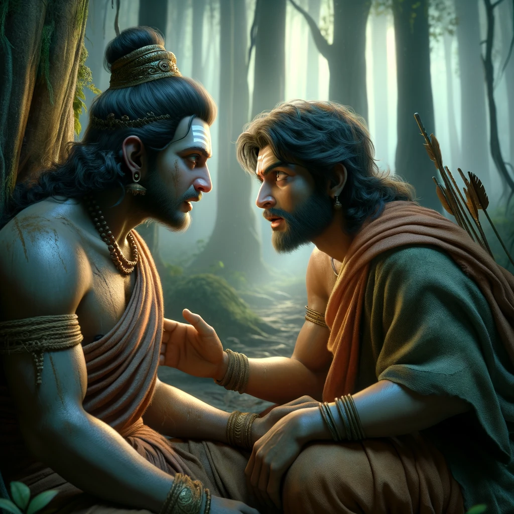 Rama Tries to Persuade Lakshmana to Return